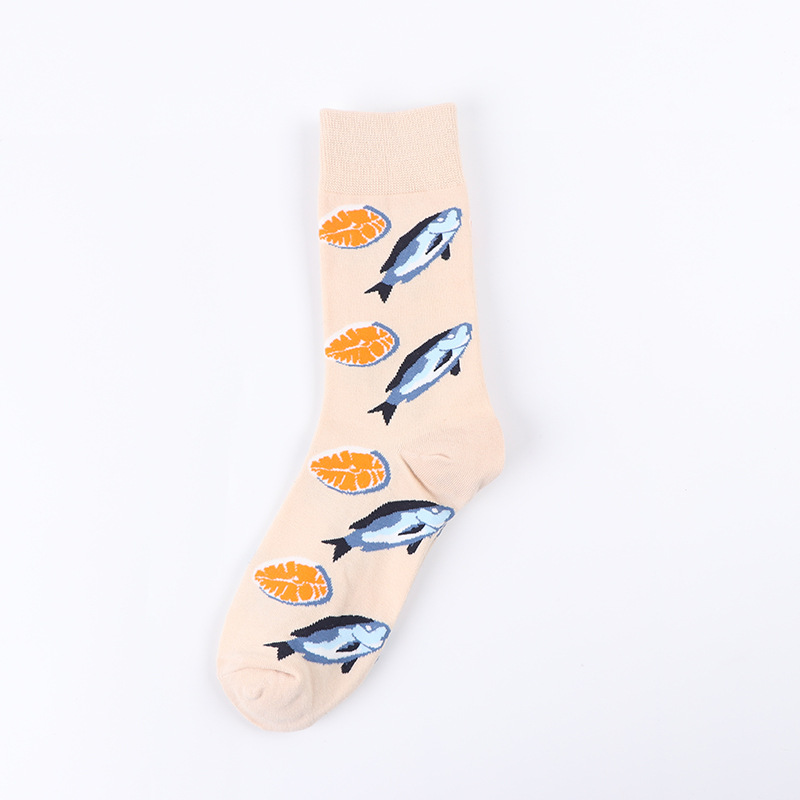 10 Pairs Men Women Fashion Socks Personality Pattern Seafood Lovers Stockings